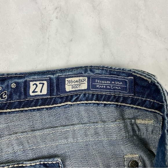 Miss Me Buckle: Goth‎ Emo Beaded Embellished Boot Cut Dark Wash Jeans Size 27 - Picture 4 of 6